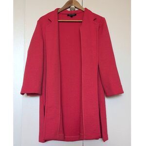 Alex & Olivia Textured Red Open Front Jacket w/ Pockets Sz L